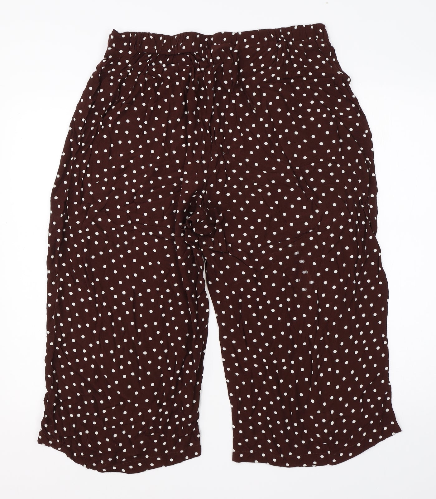 Nutmeg Womens Brown Polka Dot Viscose Harem Trousers Size 16 L20 in Regular