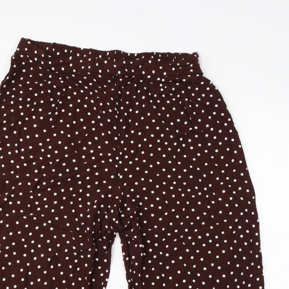 Nutmeg Womens Brown Polka Dot Viscose Harem Trousers Size 16 L20 in Regular