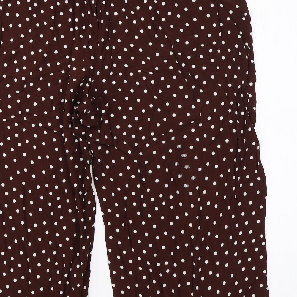 Nutmeg Womens Brown Polka Dot Viscose Harem Trousers Size 16 L20 in Regular