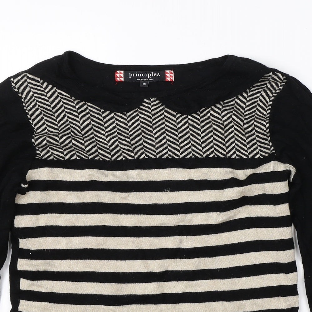 Principles Womens Black Round Neck  Polyester Pullover Jumper Size 10