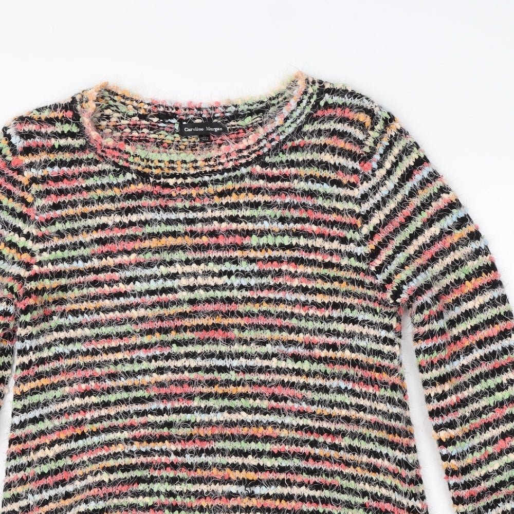 Caroline Morgan Womens Multicoloured Round Neck Striped Acrylic Pullover Jumper Size 10