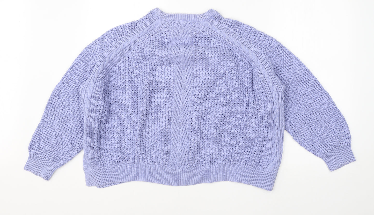 M&S Womens Purple Round Neck  Cotton Pullover Jumper Size 18