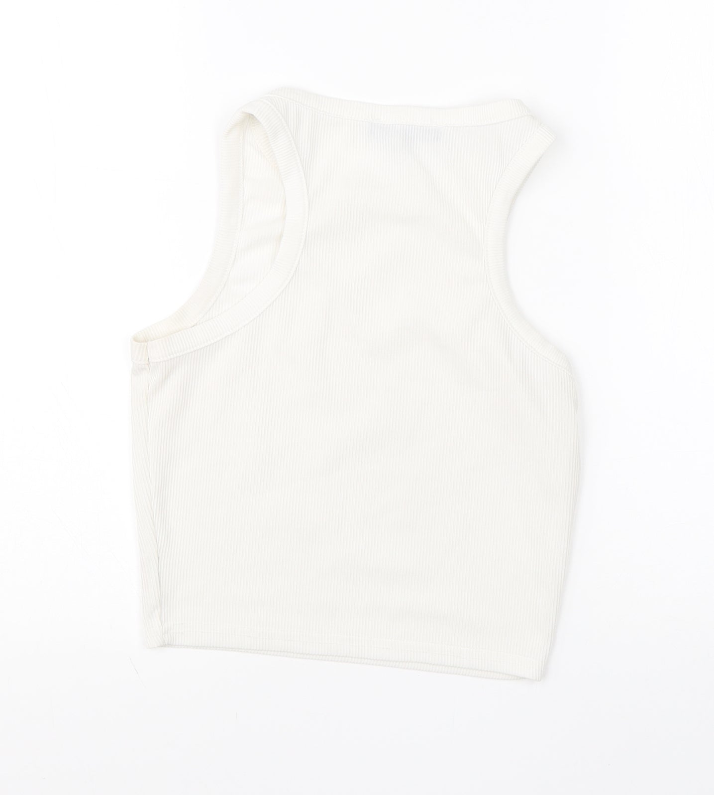 Missguided Womens White  Polyester Basic Tank Size 10 Round Neck