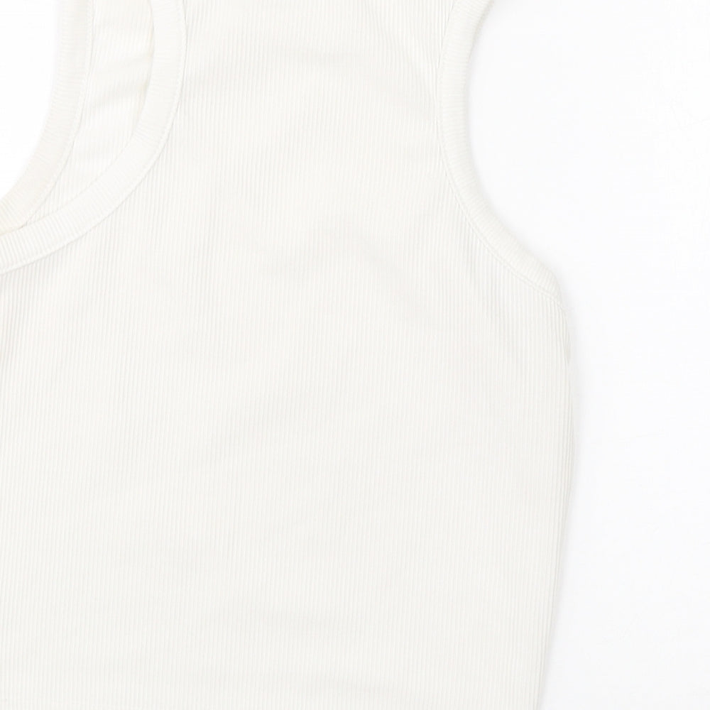 Missguided Womens White  Polyester Basic Tank Size 10 Round Neck