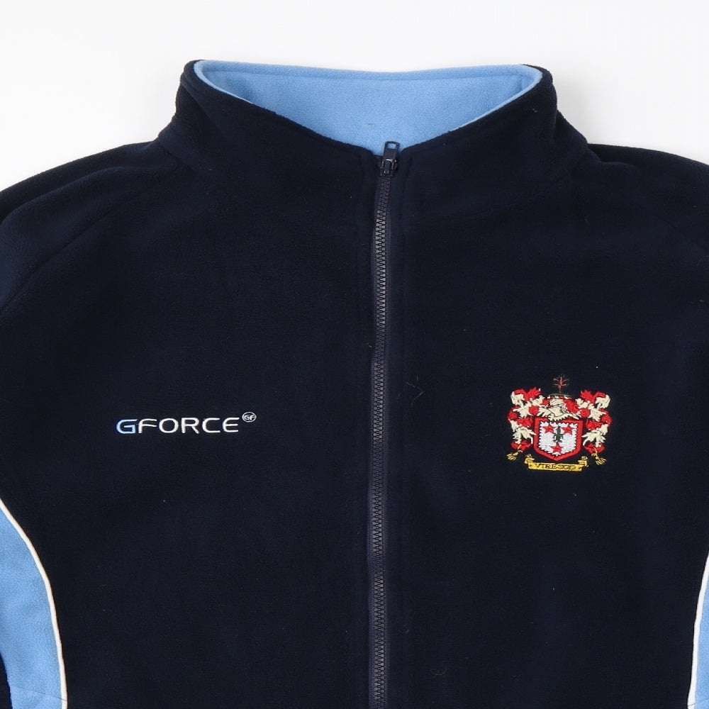 G Force Mens Blue Collared  Polyester Full Zip Jumper Size M