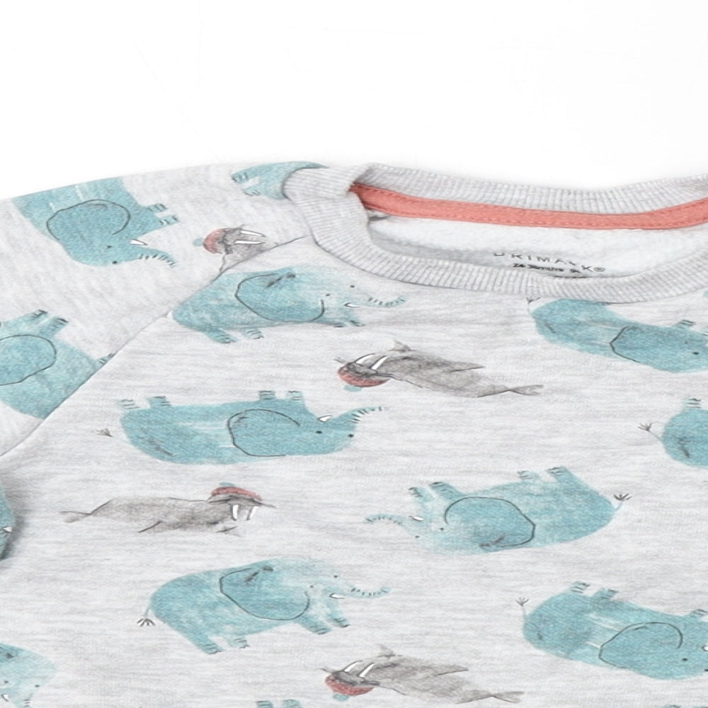 Primark Boys Grey Round Neck  Cotton Pullover Jumper Size 2-3 Years