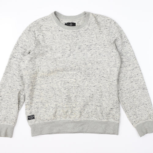 Threadable Mens Grey Round Neck  Cotton Pullover Jumper Size M