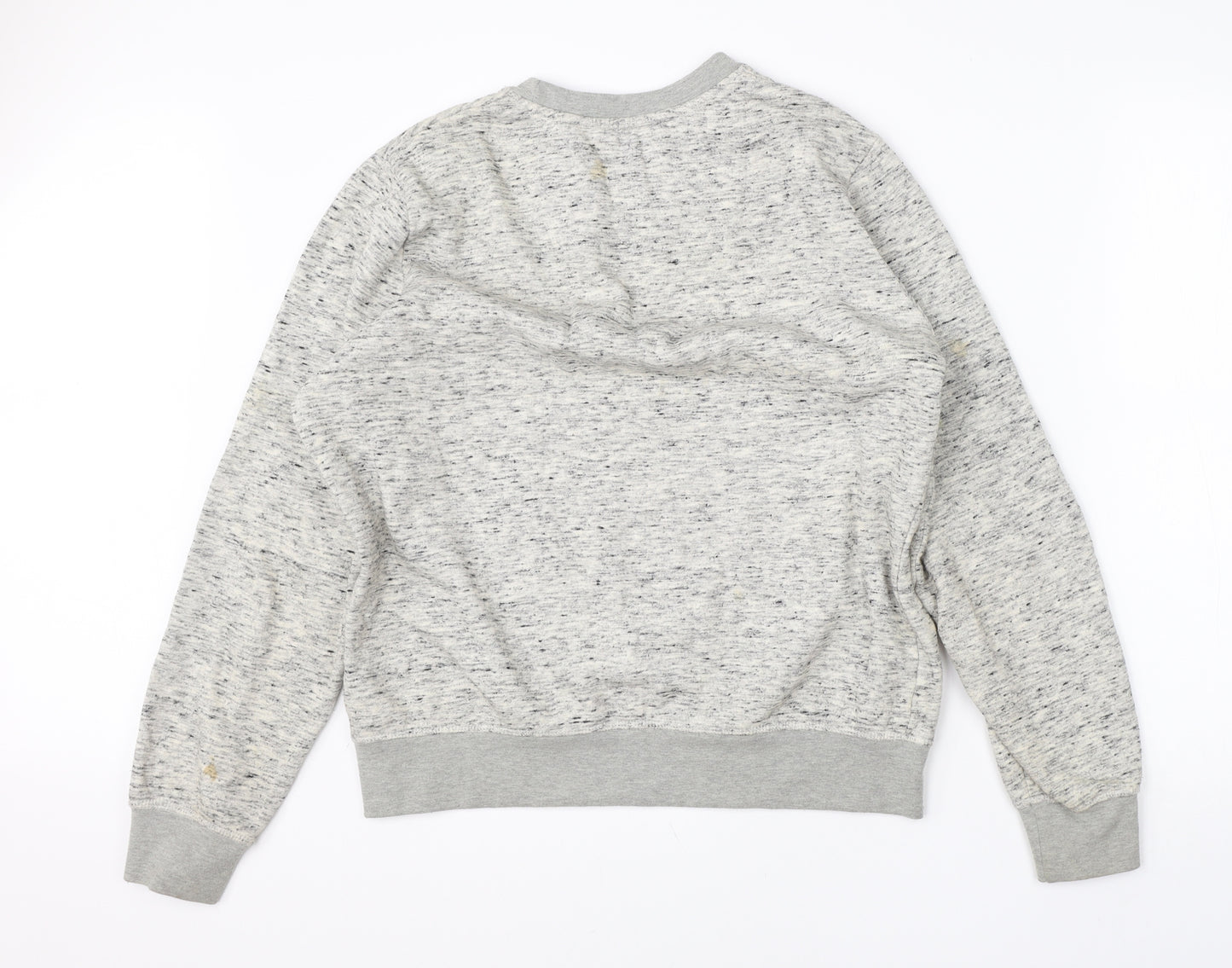Threadable Mens Grey Round Neck  Cotton Pullover Jumper Size M