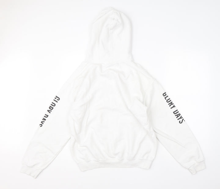 Gildan Mens White  Cotton Pullover Hoodie Size M