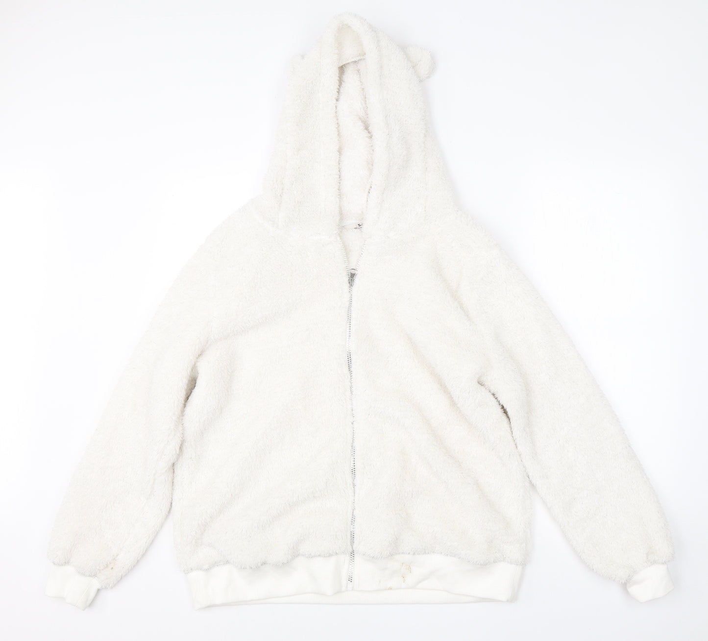 TU Womens White  Polyester Full Zip Hoodie Size 16  Zip