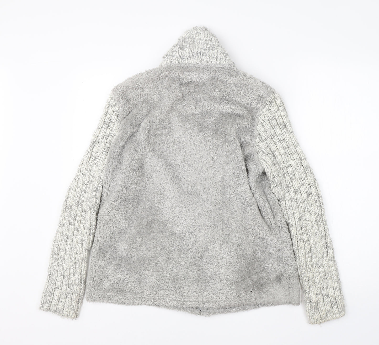 M&S Womens Grey High Neck  Polyester Full Zip Jumper Size L