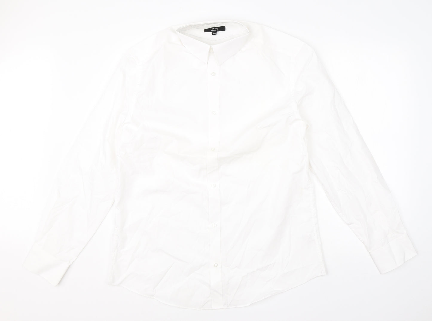 George Womens White  Cotton Basic Button-Up Size 16 Collared