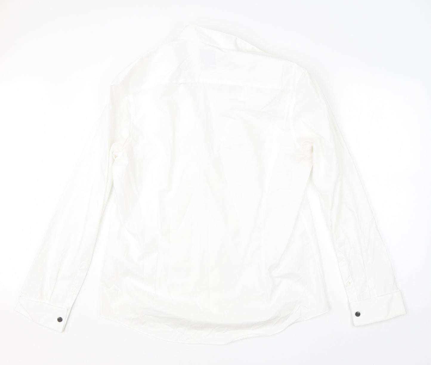 Burtons Mens White  Cotton  Dress Shirt Size L Collared Button