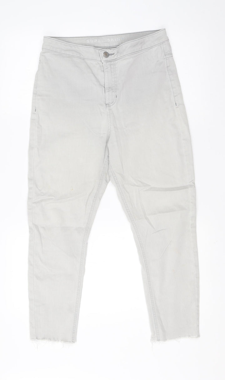 M&S Womens Grey  Cotton Skinny Jeans Size 12 L23 in Regular