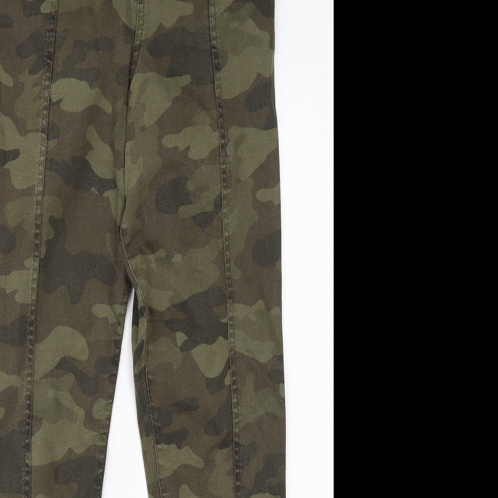 F&F Womens Green Camouflage Cotton Jegging Jeans Size 12 L26 in Regular