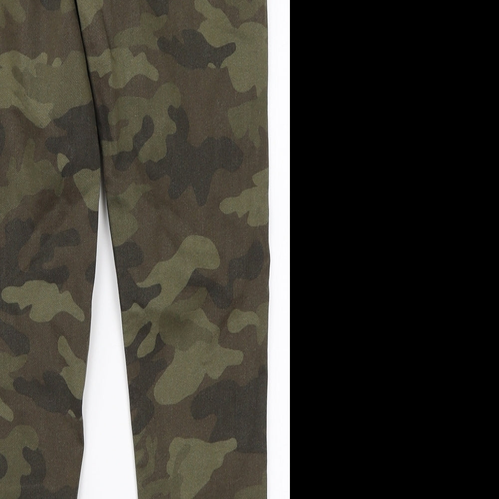 F&F Womens Green Camouflage Cotton Jegging Jeans Size 12 L26 in Regular