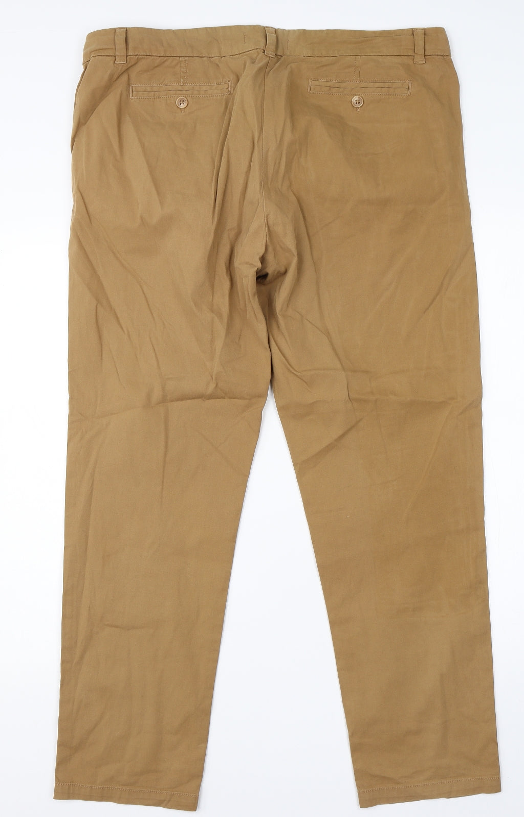 M&s Womens Brown  Cotton Chino Trousers Size 16 L28 in Regular