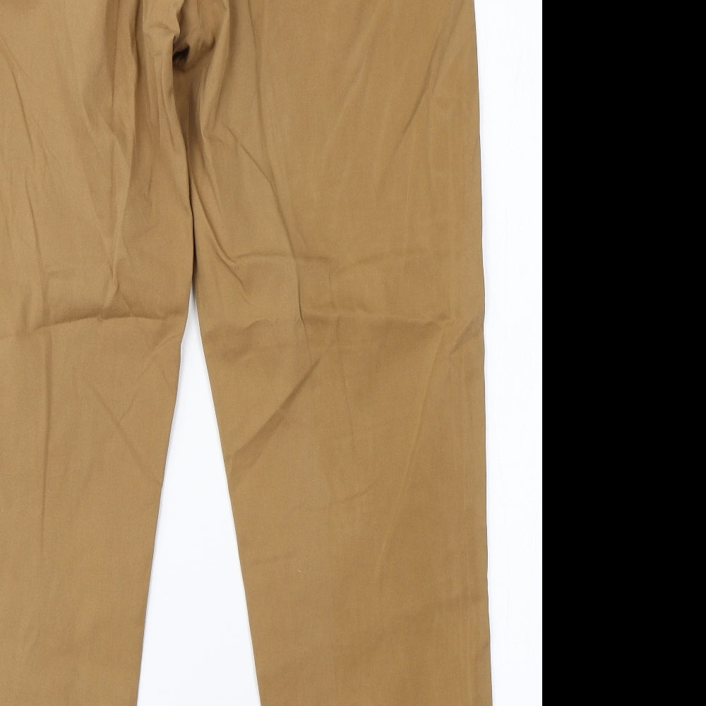 M&s Womens Brown  Cotton Chino Trousers Size 16 L28 in Regular