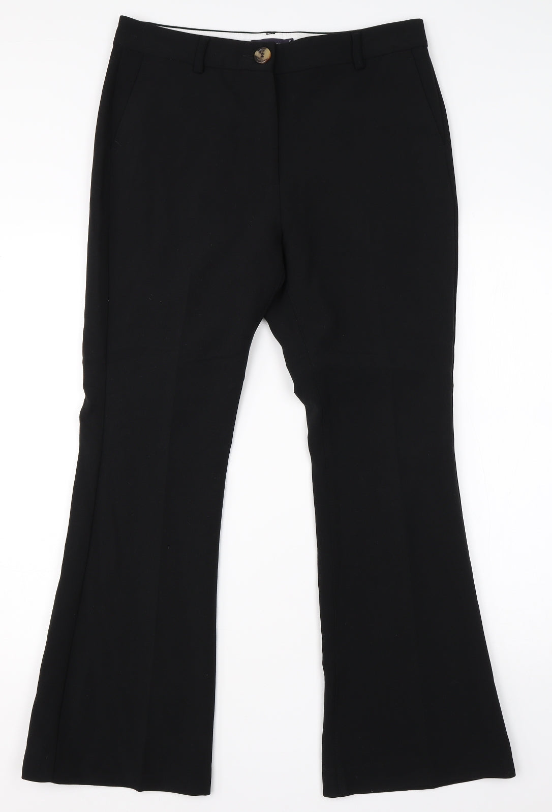 M&S Womens Black  Viscose Dress Pants Trousers Size 12 L27 in Regular