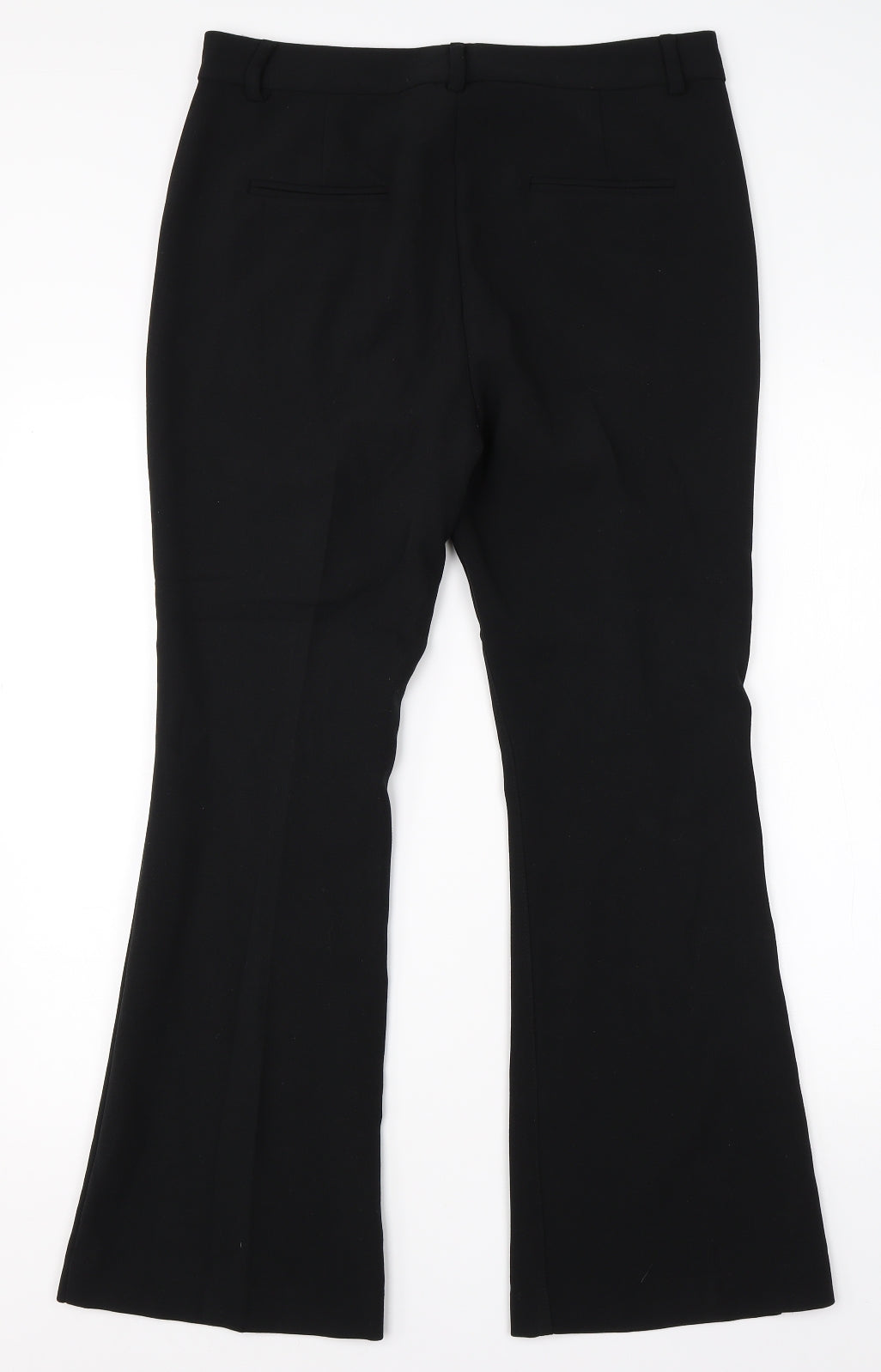 M&S Womens Black  Viscose Dress Pants Trousers Size 12 L27 in Regular