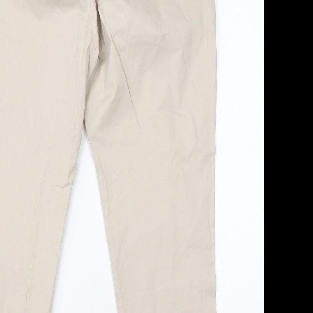 TU Womens Beige  Cotton Chino Trousers Size 14 L26 in Regular