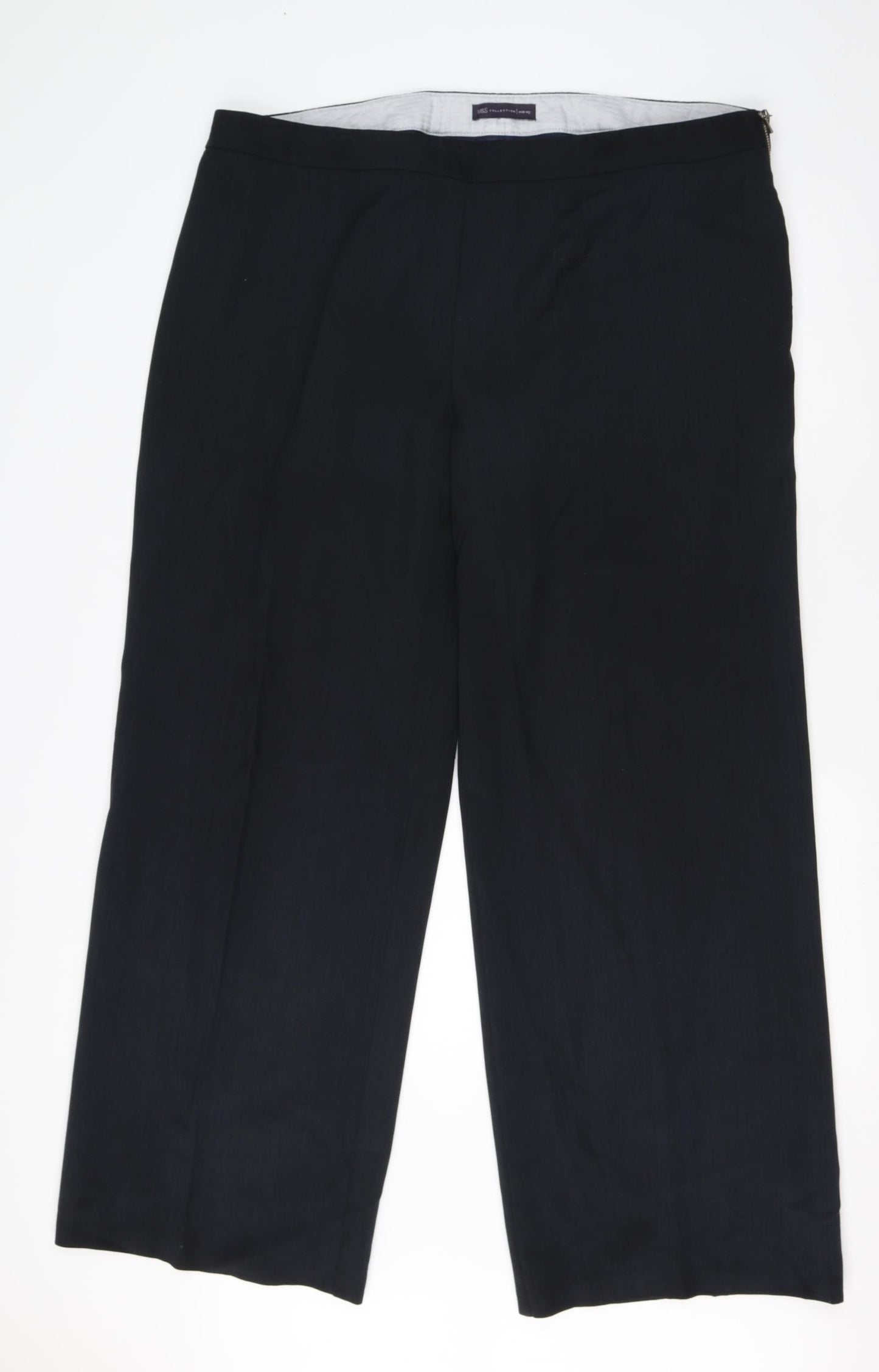 M&S Womens Black  Viscose Dress Pants Trousers Size 20 L28 in Regular