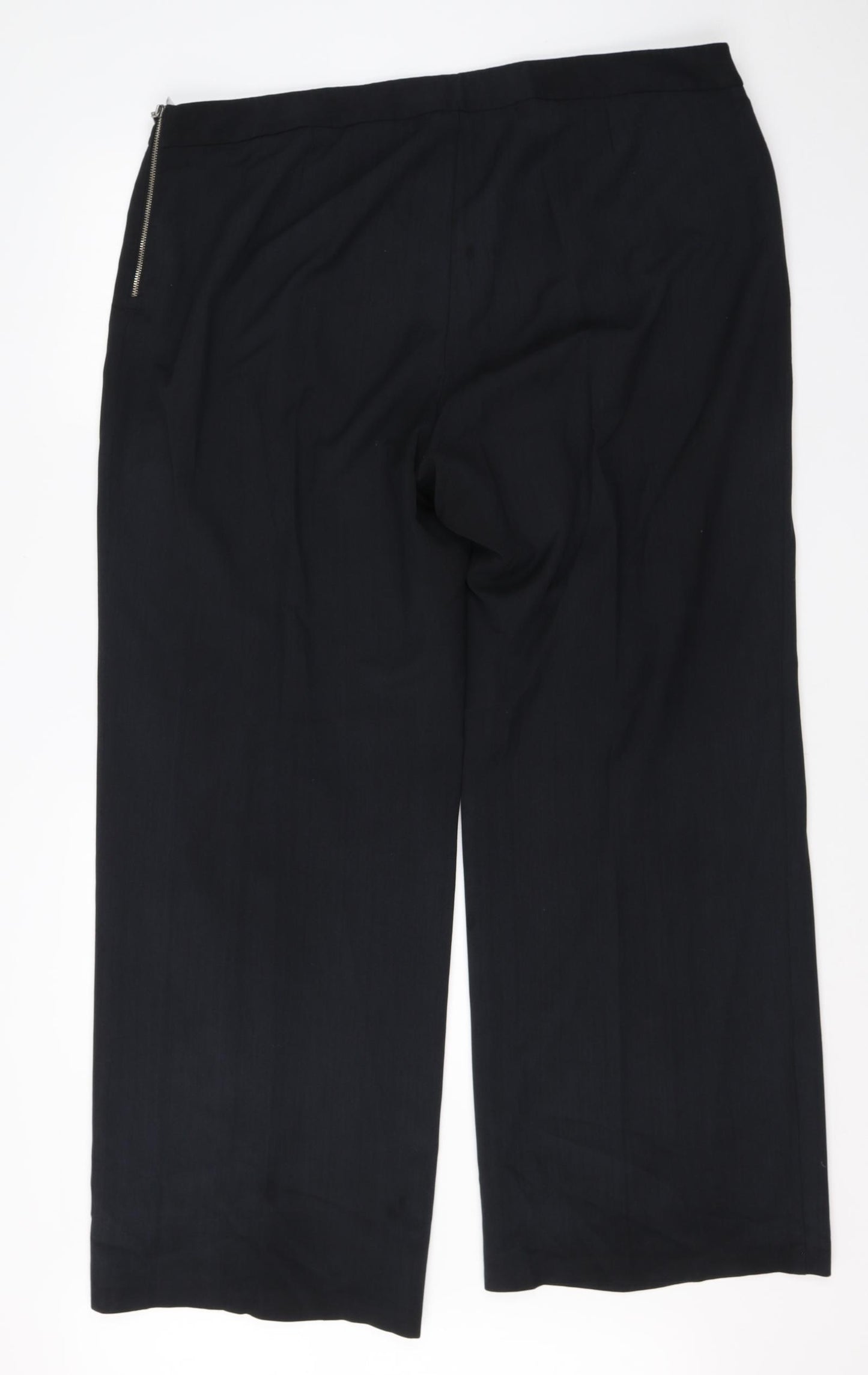 M&S Womens Black  Viscose Dress Pants Trousers Size 20 L28 in Regular