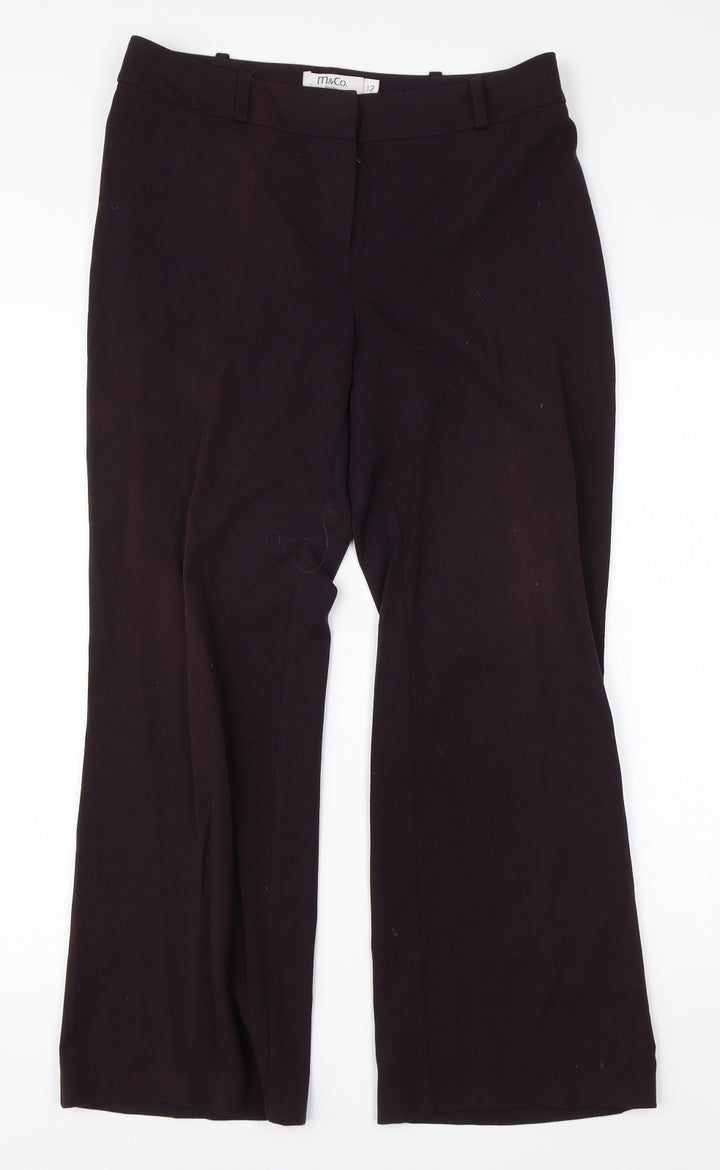 M&Co Womens Purple  Viscose Dress Pants Trousers Size 12 L26 in Regular