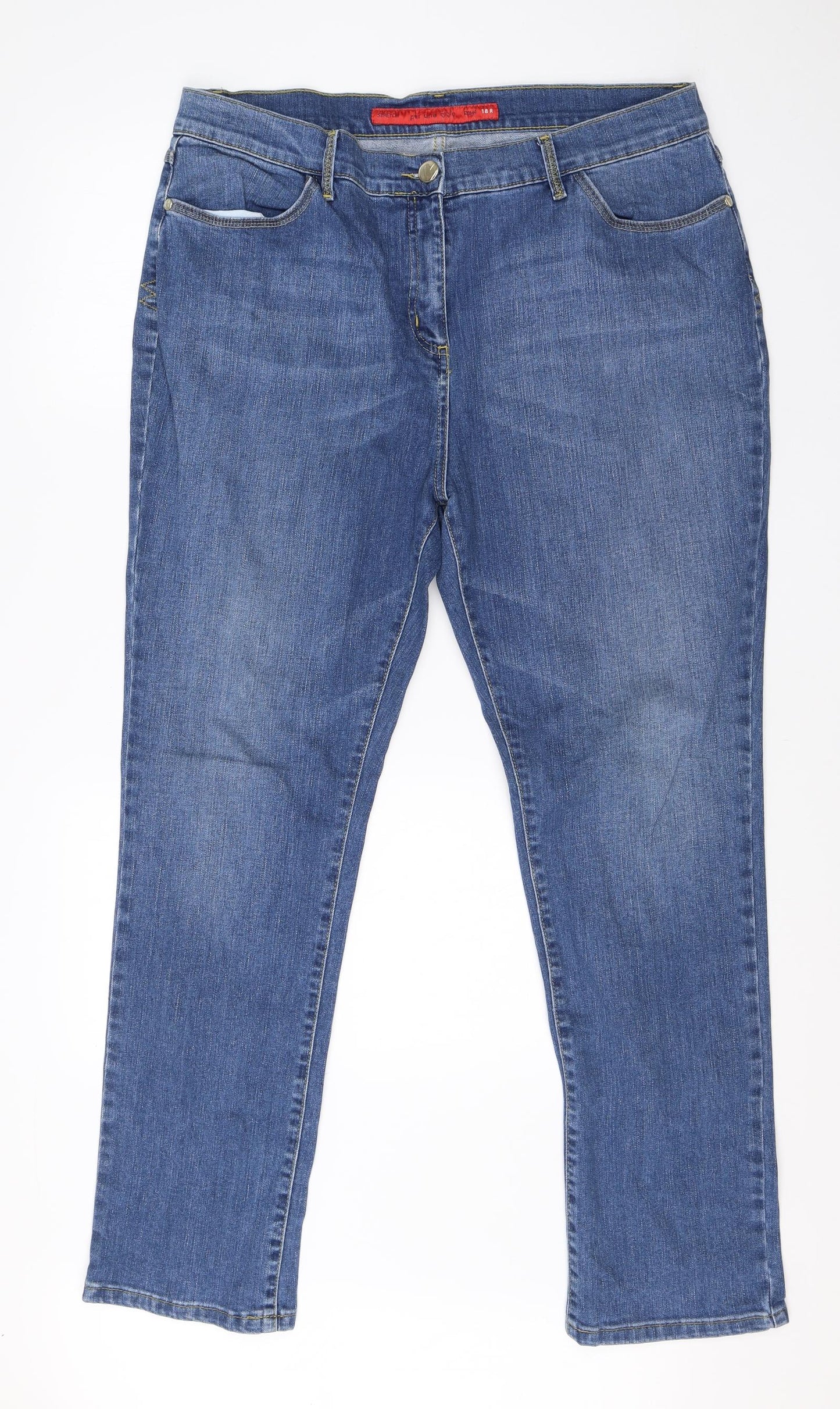 Per Una Womens Black  Cotton Straight Jeans Size 18 L28 in Regular