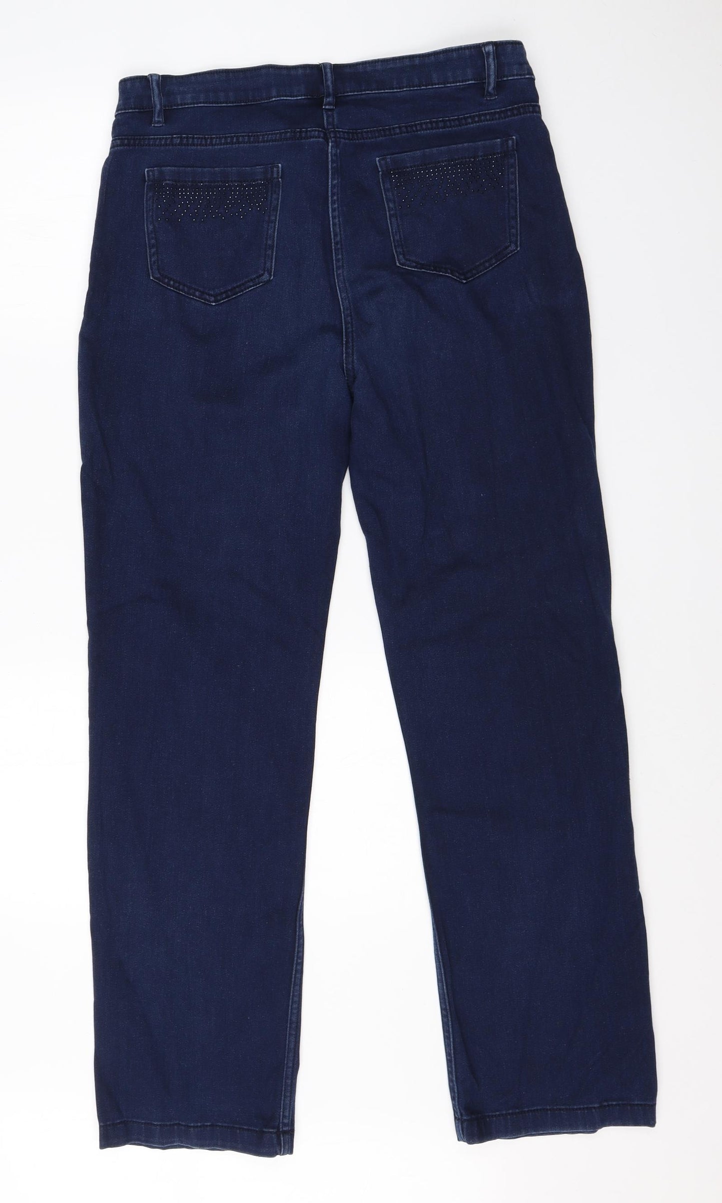 Per Una Womens Black  Cotton Straight Jeans Size 14 L28 in Regular