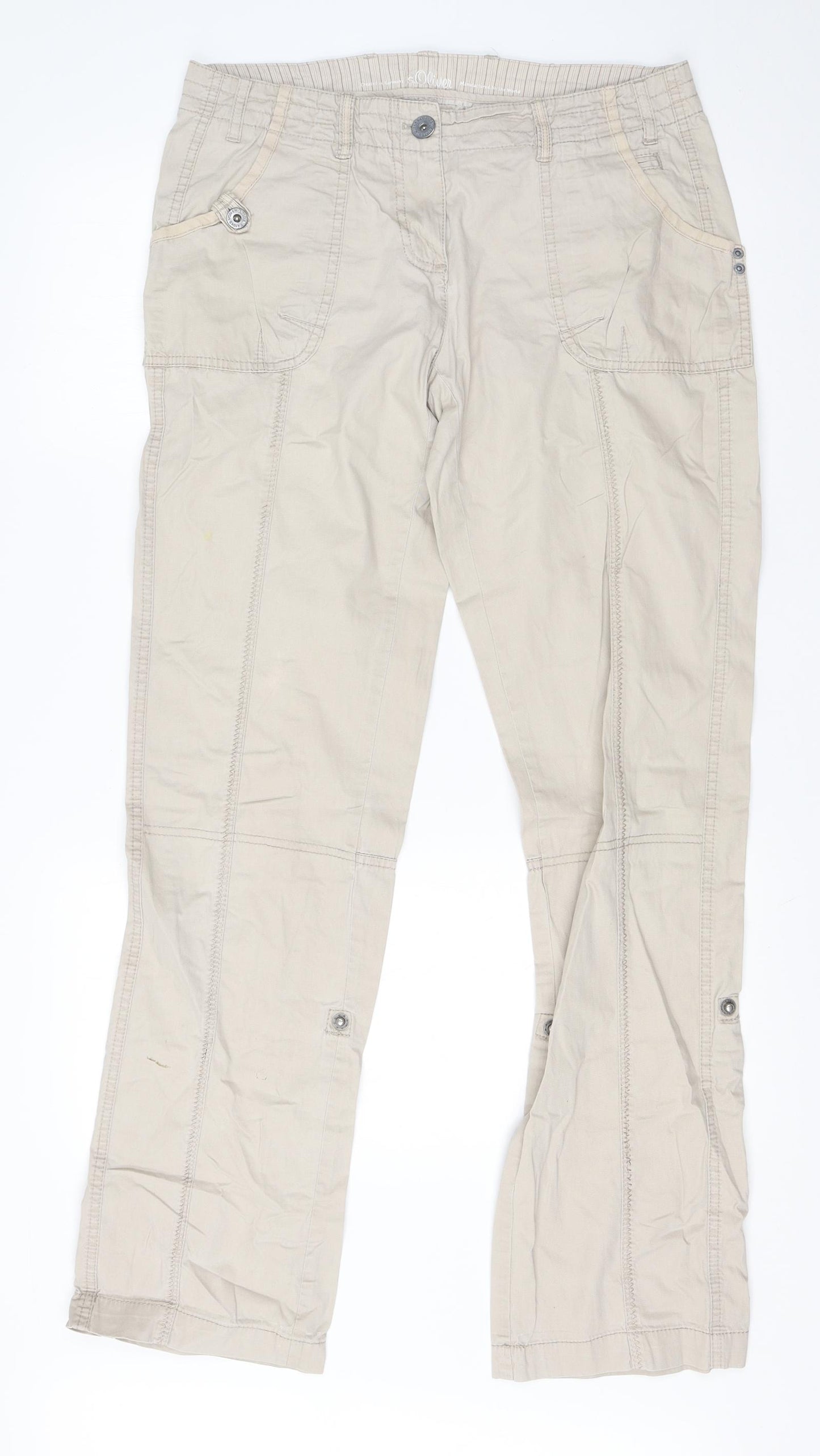 s.Oliver Womens Beige  Cotton Dress Pants Trousers Size 32 in L30 in Regular
