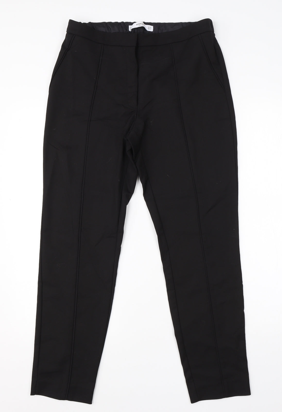 Mango Womens Black  Cotton Dress Pants Trousers Size 14 L26 in Regular