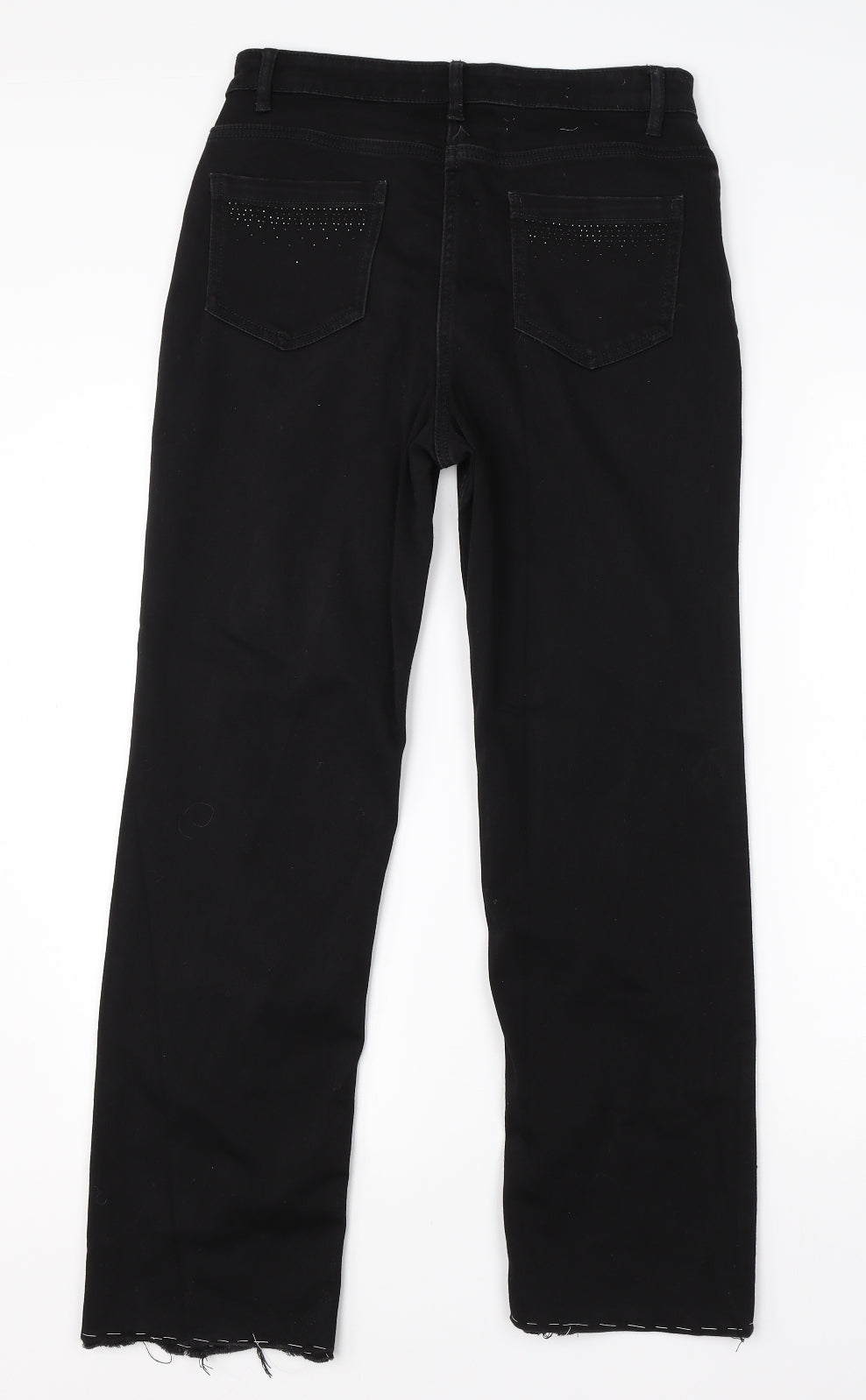 M&S Womens Black  Cotton Straight Jeans Size 10 L26 in Regular