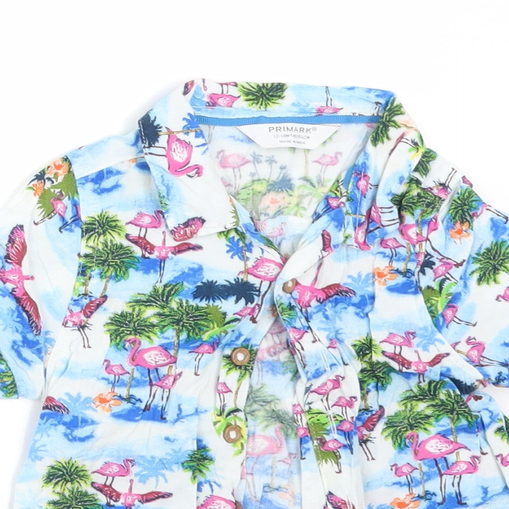 Primark Baby Multicoloured  Viscose Basic Button-Up Size 12-18 Months Collared  - FLAMINGO BEACH