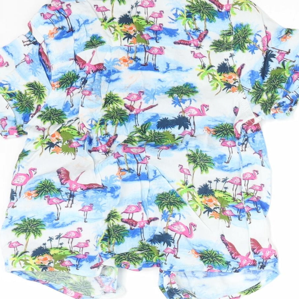 Primark Baby Multicoloured  Viscose Basic Button-Up Size 12-18 Months Collared  - FLAMINGO BEACH