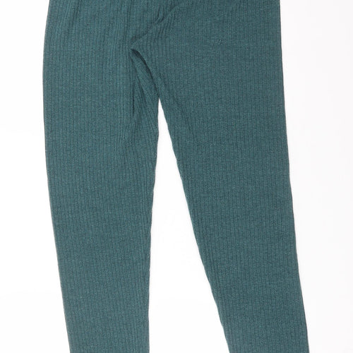 Preworn Womens Grey Striped Polyester Jogger Trousers Size L L30 in Regular