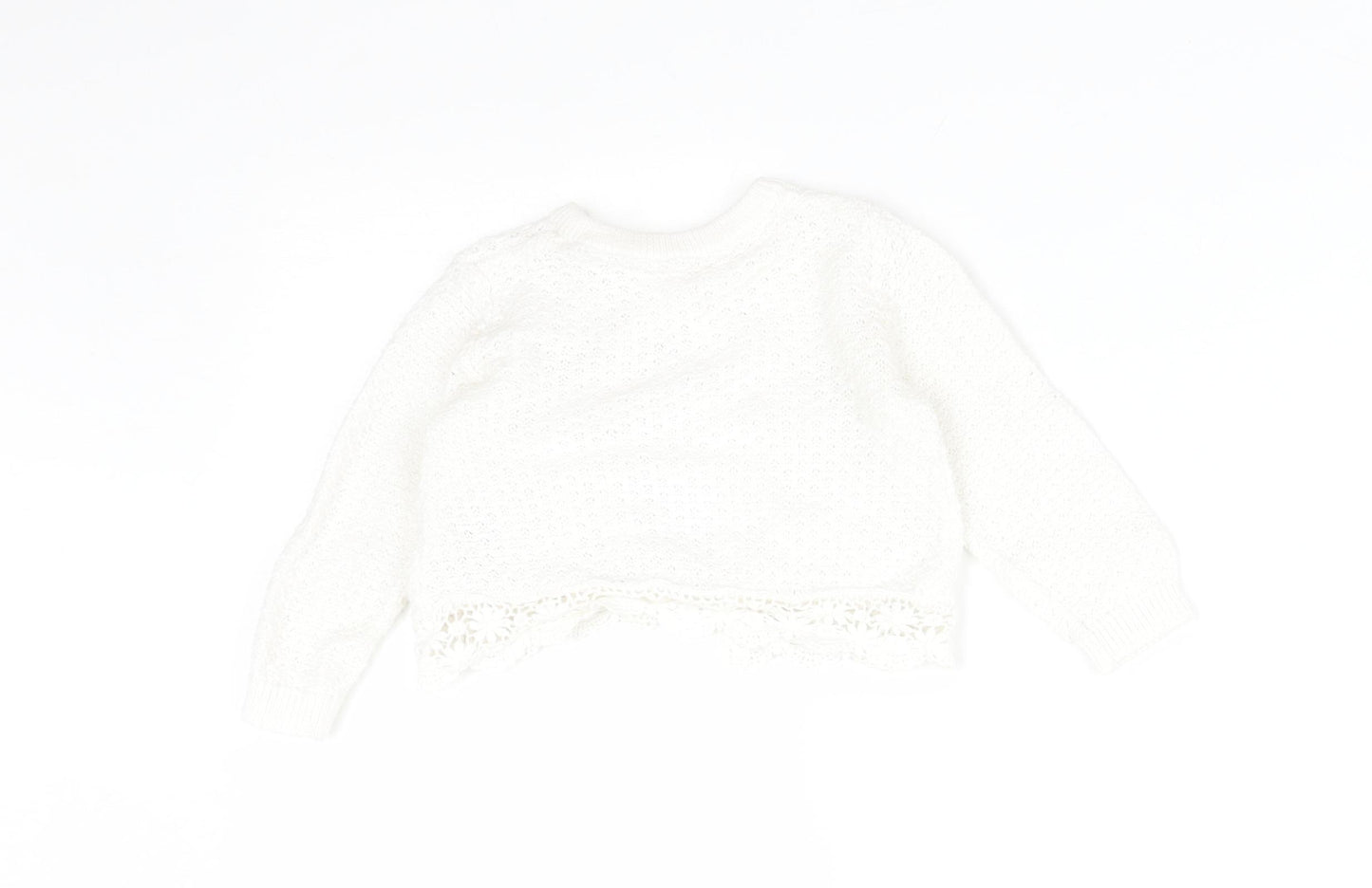 George Girls White  Cotton Cardigan Jumper Size 3-6 Months