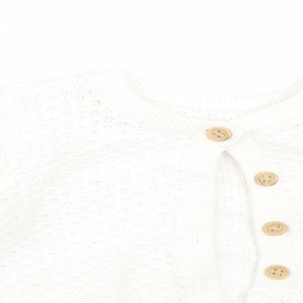 George Girls White  Cotton Cardigan Jumper Size 3-6 Months
