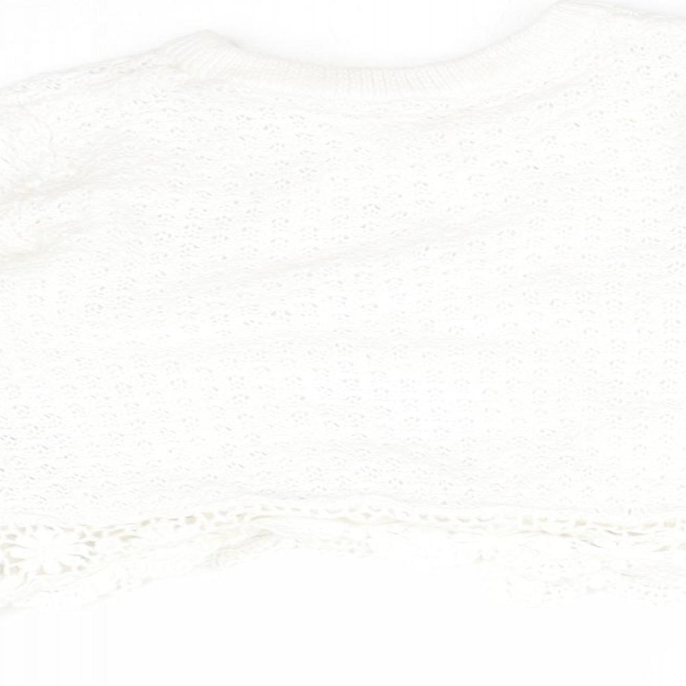 George Girls White  Cotton Cardigan Jumper Size 3-6 Months