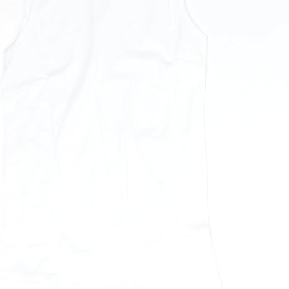 BACK TO SCHOOL Boys White  Cotton Basic Tank Size 6-7 Years Round Neck