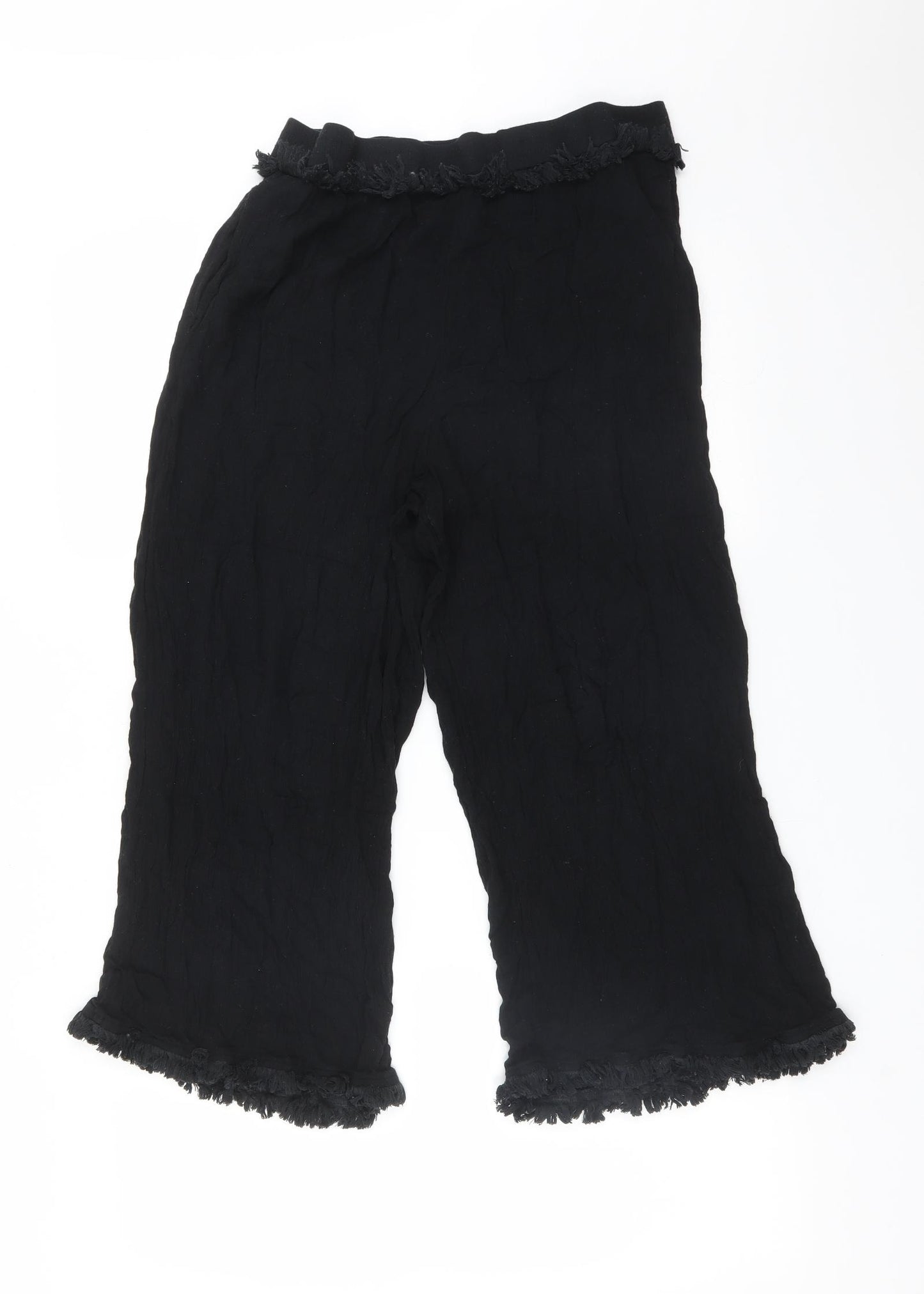 Topshop Womens Black  Viscose Trousers  Size 10 L22 in Regular