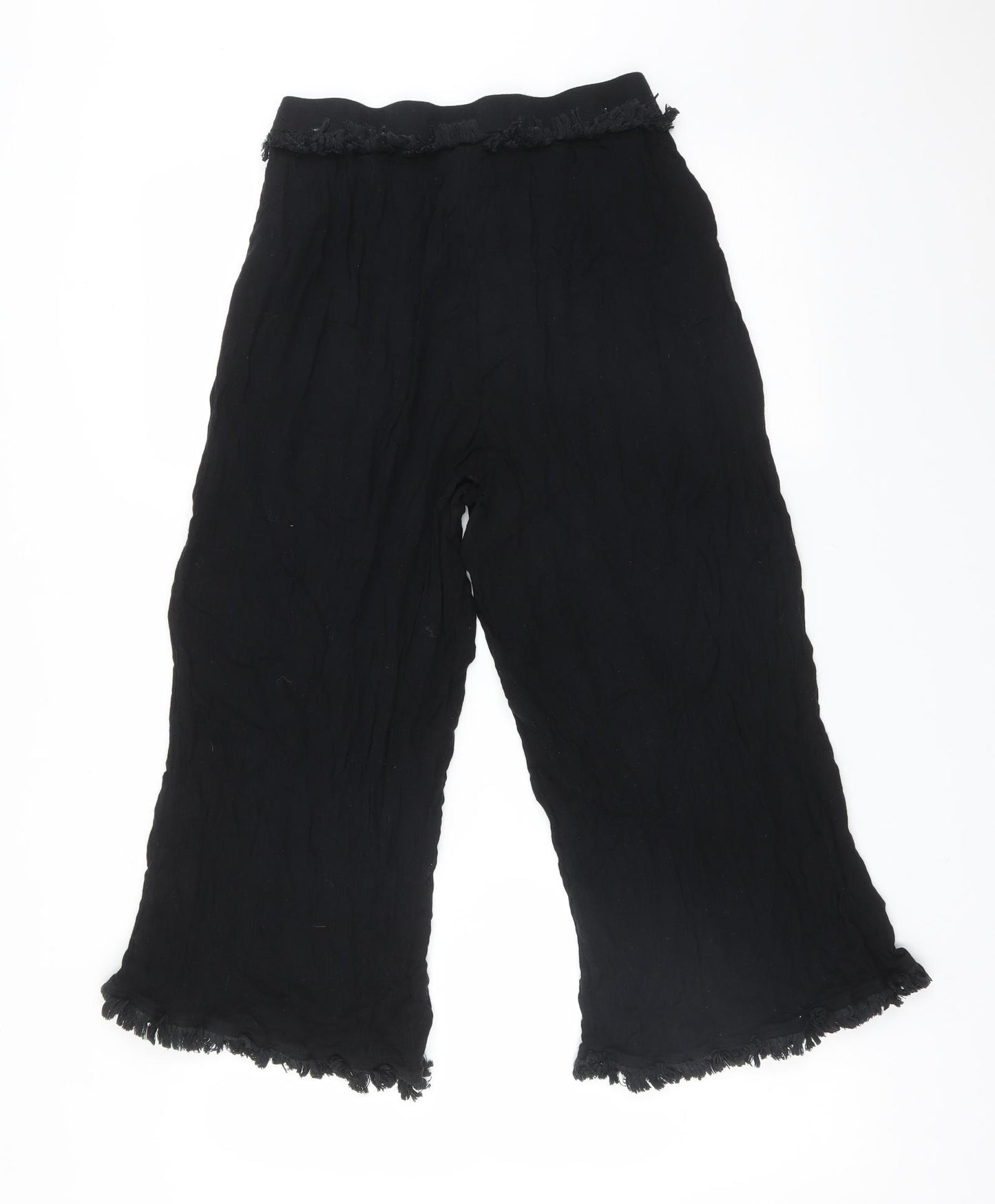 Topshop Womens Black  Viscose Trousers  Size 10 L22 in Regular