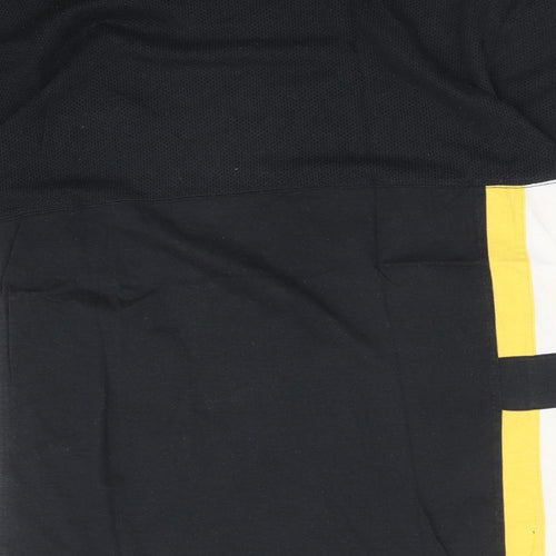 Reebok Mens Black Colourblock Cotton  T-Shirt Size M Round Neck