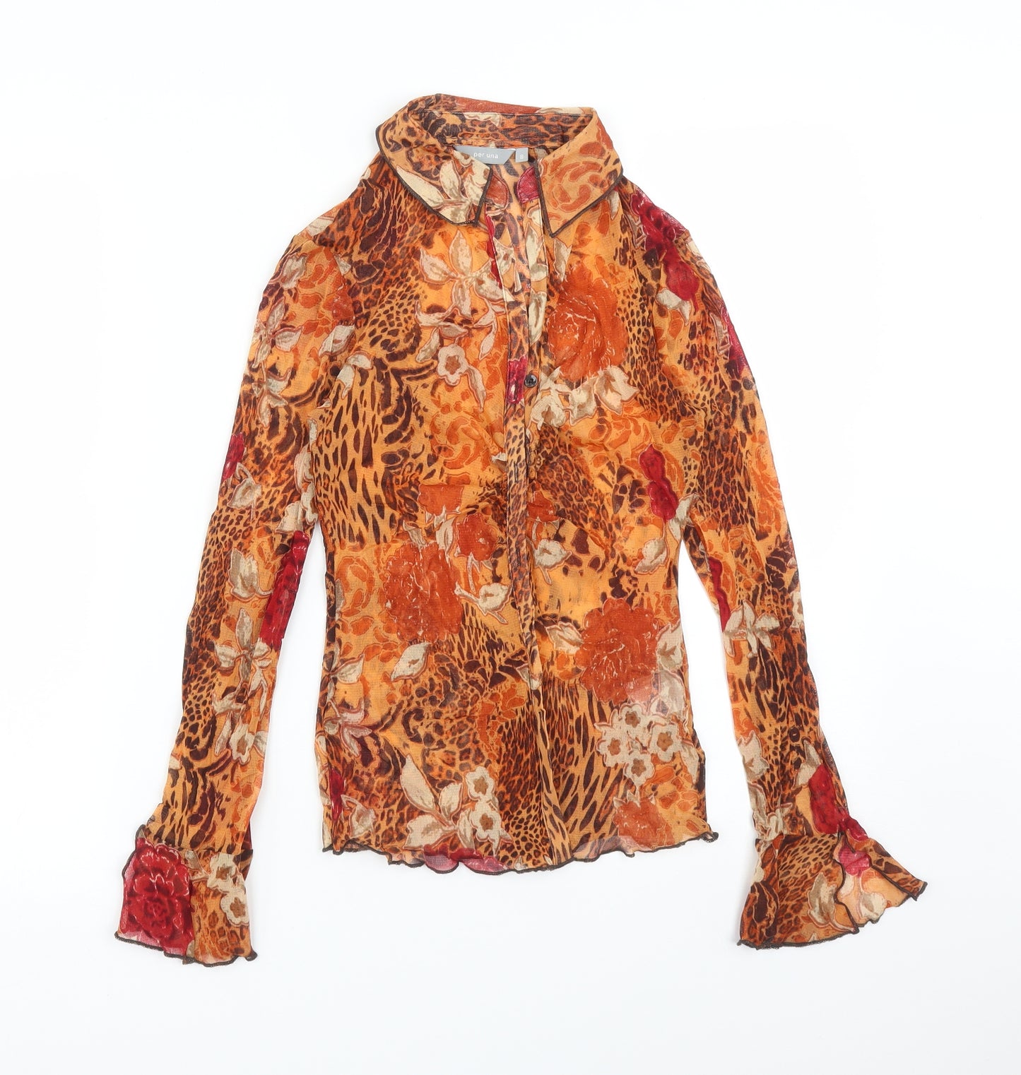 Per Una Womens Multicoloured Floral Polyamide Basic Blouse Size 8 Collared