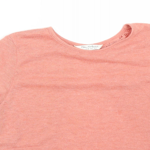 Miss Selfridge Womens Pink Floral Polyester Basic T-Shirt Size 6 Round Neck