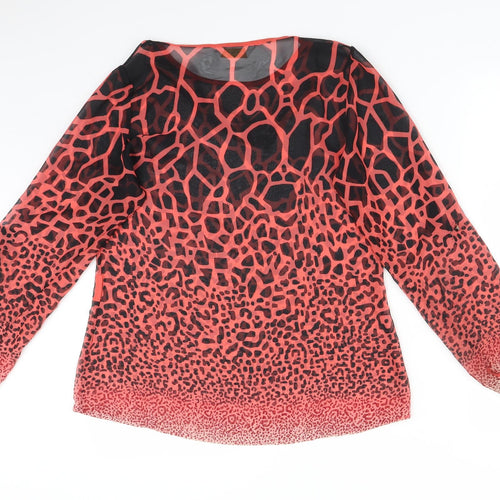 PARK MCCA Womens Multicoloured Animal Print  Basic Blouse Size 10 Round Neck