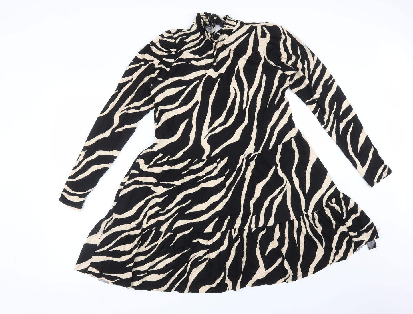 F&F Womens Multicoloured Animal Print Viscose A-Line  Size 12  High Neck