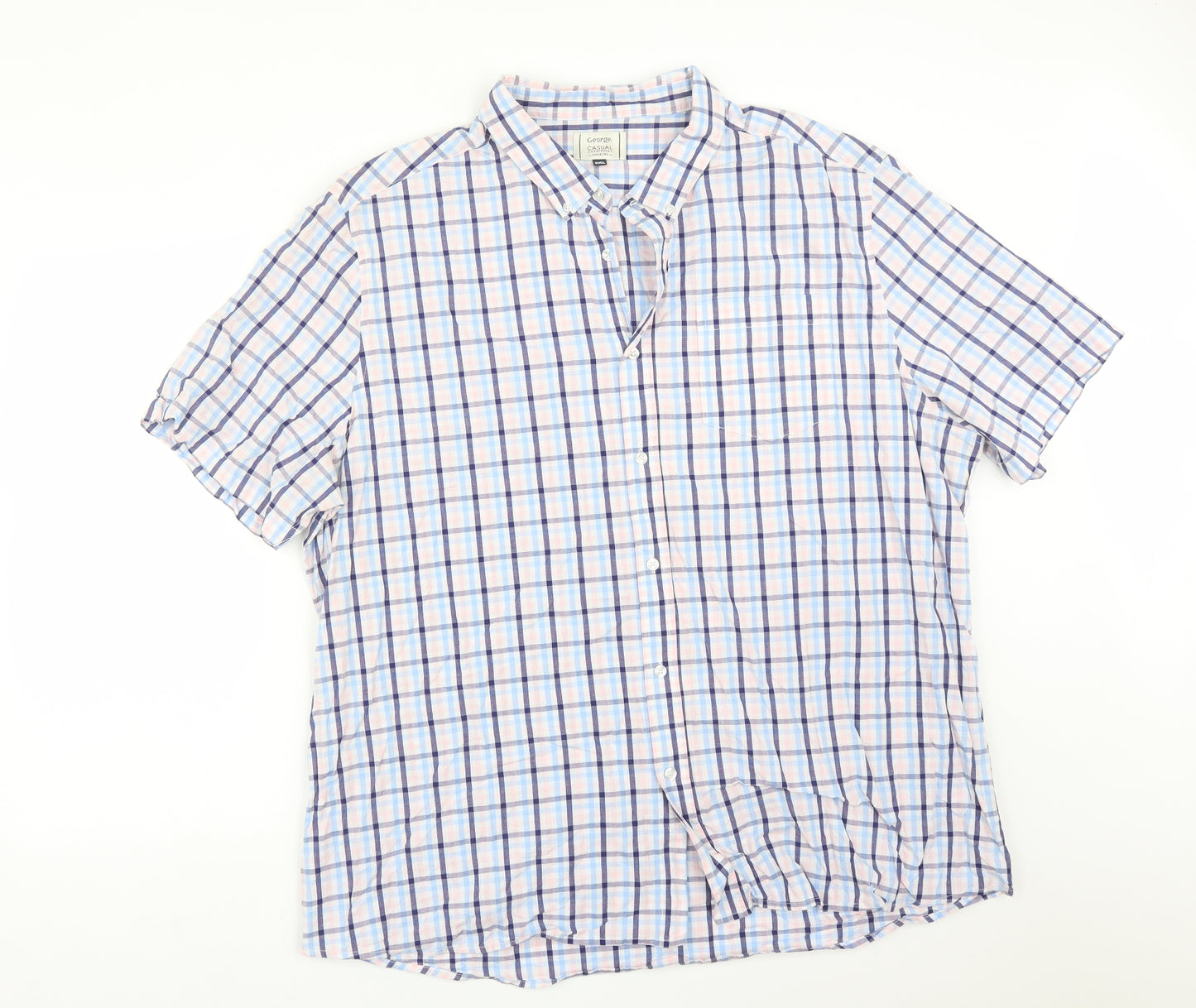 George Mens Multicoloured Plaid Cotton  Button-Up Size 3XL Collared