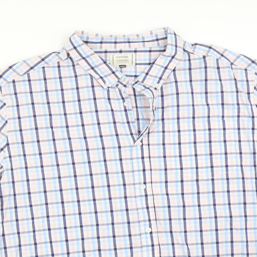 George Mens Multicoloured Plaid Cotton  Button-Up Size 3XL Collared