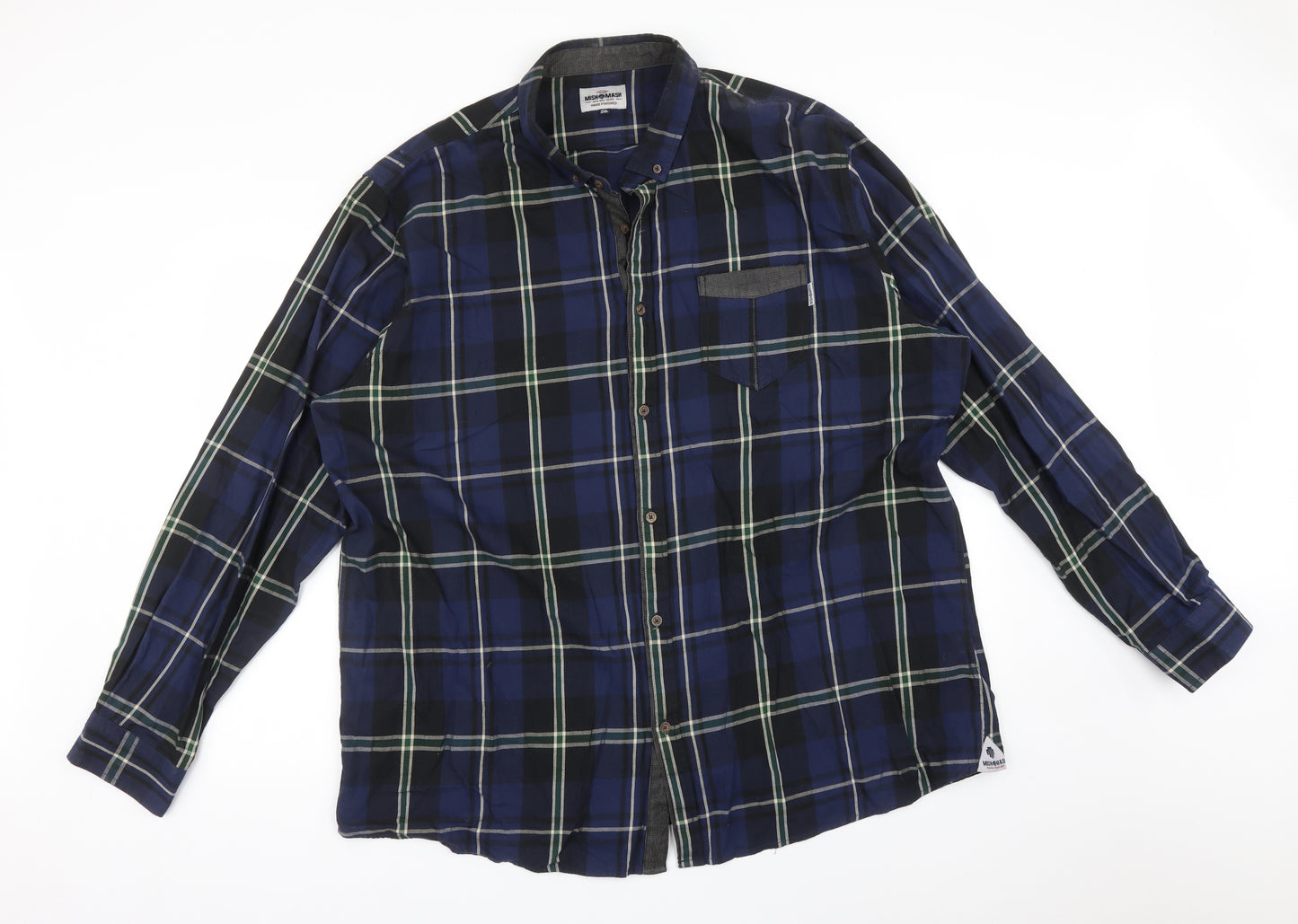 MISS MASH Mens Multicoloured Plaid Cotton  Button-Up Size 2XL Collared